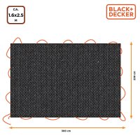 BLACK+DECKER Schwarze Anhängerplane 1,6 x 2,5 m