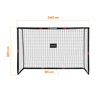 DUNLOP Fußballtor 240x160x85 cm – Schwarz-Rot