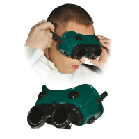 Welding goggles with round lenses