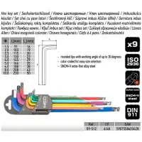 9 tlg. Sechskantschlüssel-Set mit Kugelkopf farbig