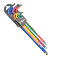 9 tlg. Sechskantschlüssel-Set mit Kugelkopf farbig