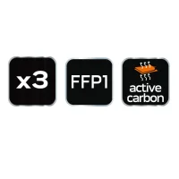 3 Stk. FFP1 Atemschutzmasken faltbar mit Aktivkohlefilter und Ventil