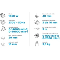 Bohrhammer 1050W, 16 mm Bohrfutter