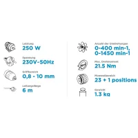 Graphite Bohrmaschine 250W, 10mm Bohrfutter ohne Schlüssel