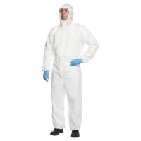 Chemical suit, disposable overall in various sizes. Sizes