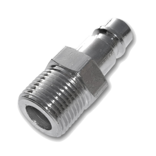 Compressed air coupling male thread with plug nipple chrome-plated steel