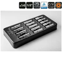 14 tlg. 1/2" Stecknuss-Satz lang CrV, 8-21 mm