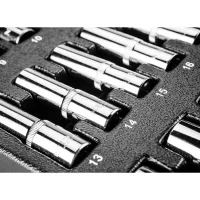 14 tlg. 1/2" Stecknuss-Satz lang CrV, 8-21 mm