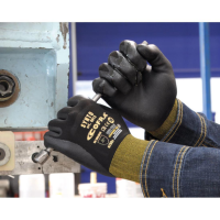 Nitrile foam work gloves coating