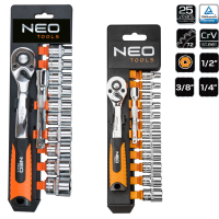 Professional ratchet with socket set in various sizes