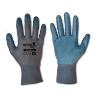Work gloves with nitrile coating various sizes. Sizes grey