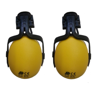 1 yellow pair of hearing protection for construction helmets