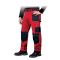 Pantalons de travail rouges de différentes tailles. Tailles