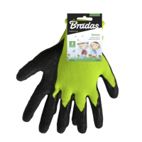 Kids work gloves with latex coating neon yellow/black