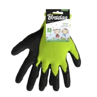 Kinder Arbeitshandschuhe mit Latexbeschichtung neongelb/schwarz