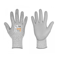 Cut protection gloves level 3 polyurethane coating grey