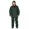 Regenschutzkleidung grün aus Polyurethan, Set aus Hose und Jacke mit Kapuze