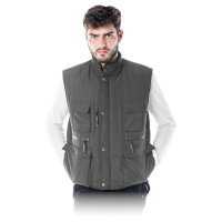 padded work vest with many pockets grey
