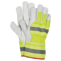 High-visibility leather work gloves made of goatskin