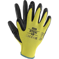 Yellow work gloves with nitrile coating