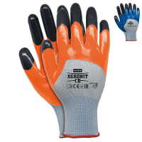 Work gloves with nitrile coating blue or orange