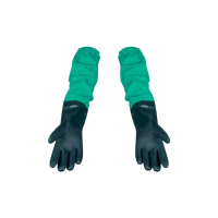 Rubber gloves with sleeves green, chemical resistant