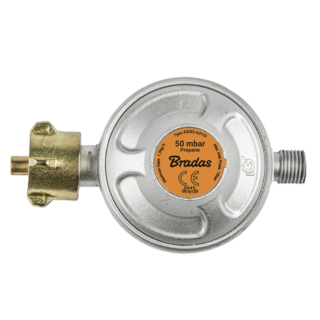 50 mbar external thread gas pressure regulator with safety valve