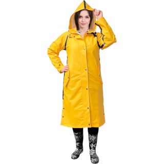 damen regenmantel in gelb mit kapuze
