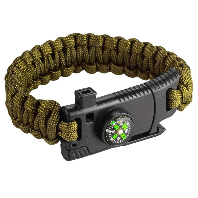 survival armband in grün 5 in 1