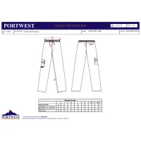 Portwest Herren Kochhose kariert 100% Baumwolle