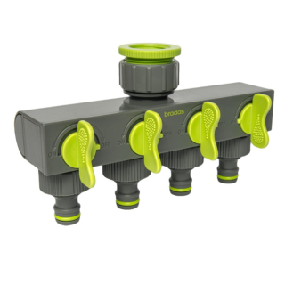 regulierbarer 4-fach-Verteiler für Gartenschlauch grün Lime Edition