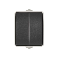 Double wall switch ip54 in gray and white