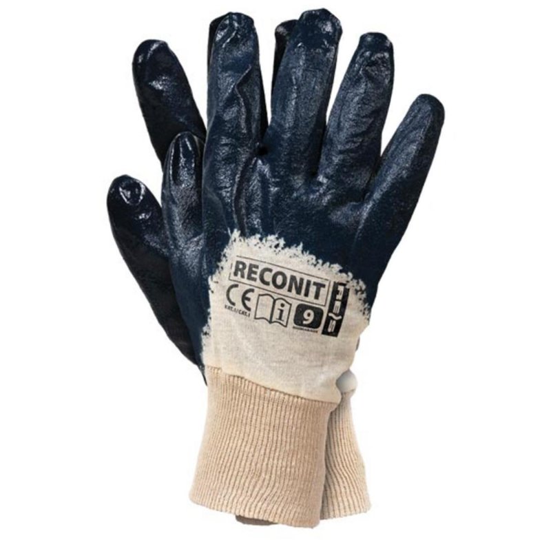 4 Paar robuste Arbeitshandschuhe/ Nitril-Handschuhe STULPE blau Gr 10 XL neu 