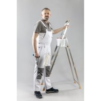 högert weiße arbeitslatzhose mit kniepolstertaschen ansicht am model