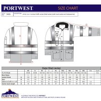 portwest warnschutz 7-in-1 kontrast verkehrsjacke größentabelle