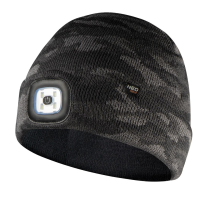 Camouflage winter hat with rechargeable LED light