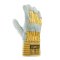 teXXor® Rindkernspaltleder-Handschuhe EIFEL, Leder Natur, Drell Gelb/Blau