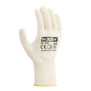 teXXor® Mittelstrick-Handschuhe BAUMWOLLE/NYLON, Weiß/blaue Noppen