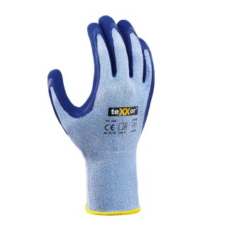teXXor® Polyester-Strickhandschuhe LATEX, Hellblau meliert/Mittelblau