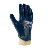 teXXor® Nitril-Handschuhe STRICKBUND, Beige/Blau