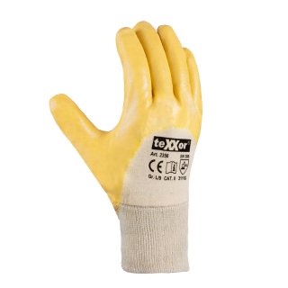teXXor® Nitril-Handschuhe STRICKBUND, Gelb/Beige