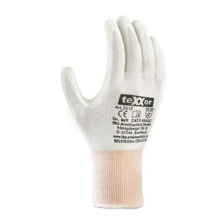 teXXor® Schnittschutz-Strickhandschuhe PU-BESCHICHTUNG, Weiß/Weiß