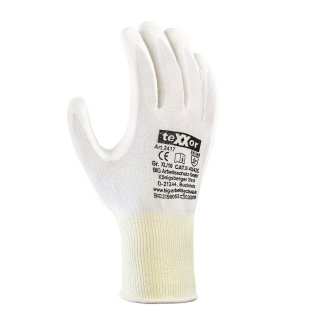 teXXor® Schnittschutz-Strickhandschuhe PU-BESCHICHTUNG, Weiß/Weiß