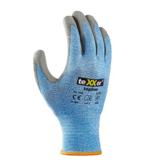 teXXor® Schnittschutz-Strickhandschuhe PU-BESCHICHTUNG, Grau/Hellblau-meliert