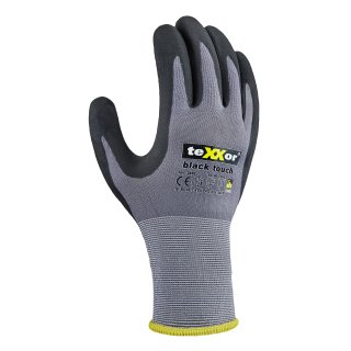 teXXor® Nylon-Strickhandschuhe black touch®, Grau/Schwarz