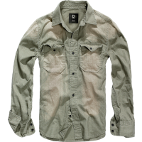Brandit Hardee Denim Langarm-Shirt Größe S Farbe Oliv/Grau
