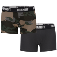 Brandit Boxer-Shorts Logo 2 Tasche Größe S Farbe Dunkles Tarnmuster/Schwarz